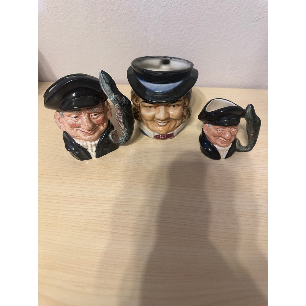 Vintage Royal Doulton Lobster Man D6620 & Occupied Japan Toby Jugs‎ Set of 3